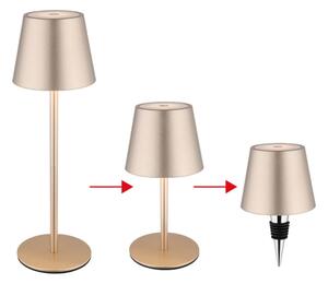 Globo 58488CH-LED Dotyková stmievateľná nabíjacia vonkajšia stolná lampa VANNIE 3W/5V IP54 1800mAh mosadz
