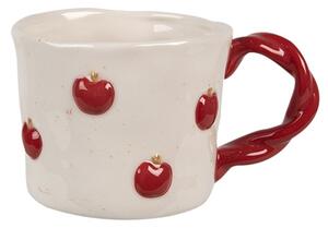 Béžový keramický hrnec s jablíčky Jablka - 13*9*7 cm / 200 ml - Clayre & Eef