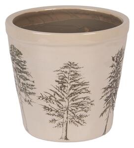 Béžový obal na kvetináč so stromčekmi Natural Pine Trees L - Ø 15*14 cm - Clayre & Eef