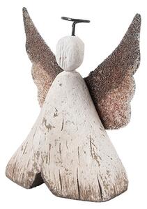 Dekorácia drevená figúrka anjel Angel Rustic S - 8*3*9 cm - Clayre & Eef
