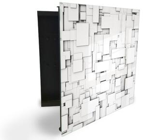 Glasdekor skrinka na kľúče - design biela abstrakcia - Ľavé / Čierna