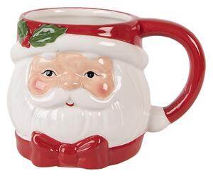 Bielo-červený keramický hrnček Santa Claus - 13*10*9 cm / 300 ml - Clayre & Eef