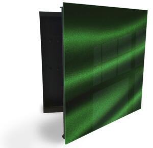 Glasdekor skrinka na kľúče - zelená tkanina abstrakcie - Ľavé / Čierna