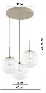 Brilagi - Závesné svietidlo na lanku STELLA 3xE27/60W/230V béžové/zlaté