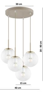 Brilagi - Závesný luster na lane STELLA 4xE27/60W/230V béžová/zlatá