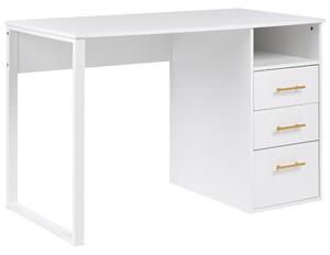 Písací stôl biely drevotrieska 120 x 60 cm so zásuvkami minimalistický dizajn domáca kancelária