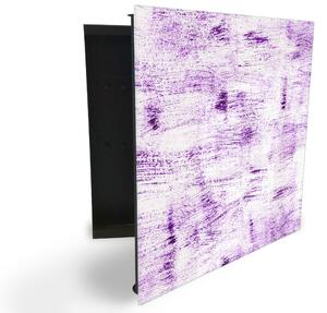 Glasdekor skrinka na kľúče - fialovo maľovaná textúra - Ľavé / Čierna