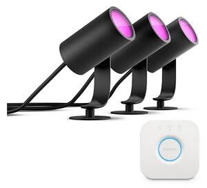 Philips - Sada 3x LED bodové svietidlo Hue LILY LED/8W/230V IP65 + Hue bridge