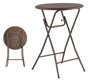 Bistro stôl koktejlový ⌀80 cm - plastový so vzorom RATAN (Koktejlový stolík skladací ⌀80 cm plastový so vzorom RATAN)