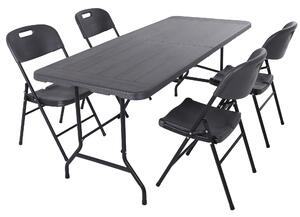 VÝHODNÝ SET WOOD - stôl + 4x stolička - plastový so vzorom DREVO (VÝHODNÝ SET WOOD - stôl + 4x stolička - plastový so vzorom DREVO)