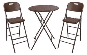 VÝHODNÝ SET - Bistro stôl + 2x bar. stolička - plastový so vzorom RATAN ( VÝHODNÝ SET - Bistro stôl + 2x bar. stolička - plastový so vzorom RATAN)