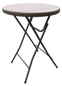 Bistro stôl koktejlový ⌀80 cm - plastový so vzorom DREVO (Koktejlový stolík skladací ⌀80 cm plastový so vzorom DREVO)