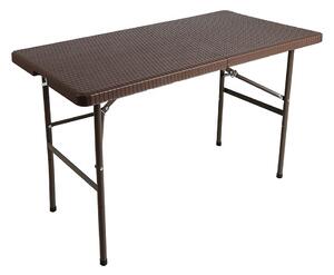 Skladací stôl 122x60 cm POLENÝ - plastový so vzorom RATAN (Skladací stôl 122x60 cm POLENÝ - plastový so vzorom RATAN)