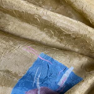 Ervi dekoračná látka - s krčeným vzhľadom Kocky khaki šírka 165 cm, metráž