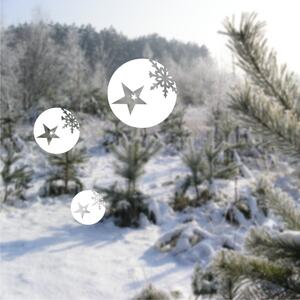 Pieris design Guľe so snehovou vločkou a hviezdou - nálepky na okno biela