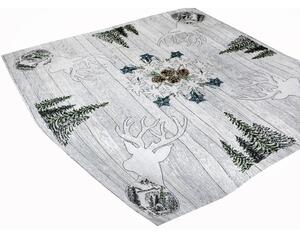 Ženilkový obrus na stôl Jeleň šedý Chenille IT027 Farba Šedá Rozmery 90x90 cm