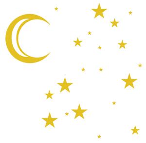 Pieris design Mesiac s hviezdami - sada detských samolepiek na stenu oriešková