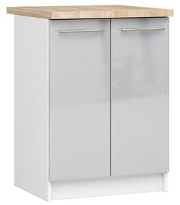Ak furniture Kuchynská skrinka Olivie S 60 cm 2D biela/metalický lesk/dub sonoma