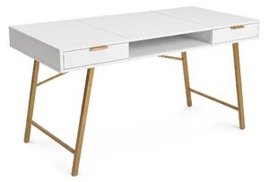 Ak furniture Písací stôl Arden 120 cm biely/zlatý