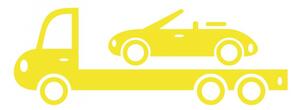 Pieris design Odťahovka s kabrioletom - nálepka na stenu žltá