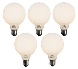 Sada 5 stmievateľných LED žiaroviek E27 opálové G95 5W 450lm 3000K