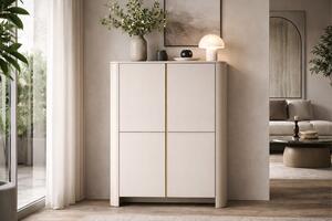 Vysoká komoda Sorrenti 103 cm - kašmírová / zlatá