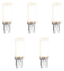 Sada 5 stmievateľných LED žiaroviek G9 s 3-stupňovým stmievaním, opálové, 4,5 W, 500 lm, 4000 K