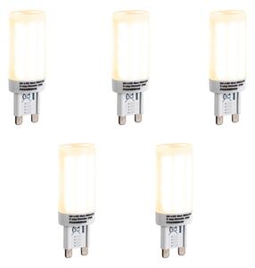 Sada 5 stmievateľných LED žiaroviek G9 s 3-stupňovým stmievaním, opál, 4,5 W, 500 lm, 2700 K