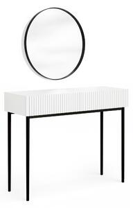 Toaletný stolík Nicole so zrkadlom 60 cm - biely mat / čierna