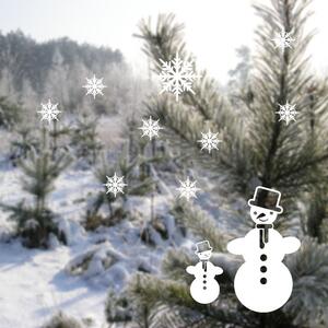 Pieris design Snehuliak so snehovými vločkami - Detské zimné nálepky na okno biela
