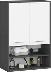 Ak furniture Závesná kúpeľňová skrinka Fin W64 2D 64 cm grafit/biela