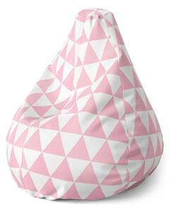 Sablio Sedací vak Pear Ružové a biele Trojuholníky - 70 x 95 x 15 cm