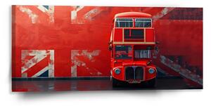 Sablio Obraz Červený poschodový autobus Vlajka - 110x50 cm