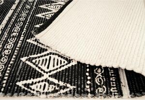 Čierno-biely bavlnený koberec Webtappeti Ethnic, 55 x 180 cm