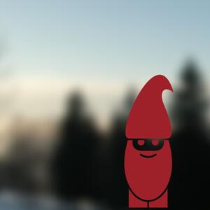 Pieris design Vianočný škriatok - nálepka na okno tmavo červená