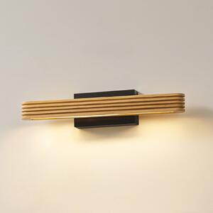 Lucande LED nástenné svetlo Lieske, 40 cm, drevo, čierne, Svetlé drevo, Obývacia izba / jedáleň, Drevo, Moderný, Nástenné svietidlo