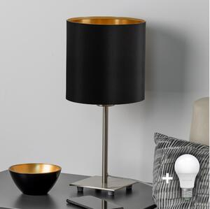Eglo - LED Stolná lampa TUNJA 1xE27/60W/230V 26,5 cm matný chróm/čierna