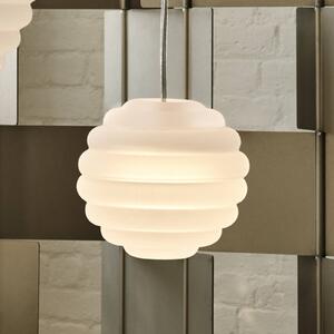 Tom Dixon LED závesné svietidlo Press Sphere Mini matná Ø 15 cm, Biela / opálová, Obývacia izba / jedáleň, Sklo, Dizajn
