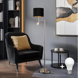 Eglo - LED Stojacia lampa TUNJA 1xE27/60W/230V + LED/2,1W pr. 30 cm chróm/čierna