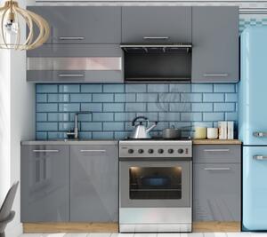TIFFANY 120/180 sivý lesk, kuchynská linka v dĺžke 180 cm
