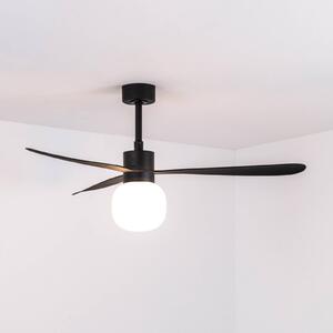 FARO BARCELONA LED stropný ventilátor Amelia Ball L, čierny, DC, tichý, Čierna, Obývacia izba / jedáleň, Plast, Moderný
