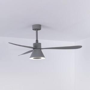 FARO BARCELONA Stropný ventilátor s LED osvetlením Amelia Cone L, sivý, DC, tichý, 132 cm, Hliník / sivá / zinok, Obývacia izba / jedáleň, Plast, Moderný