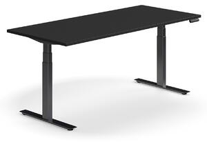 Výškovo nastaviteľný stôl QBUS, rovný, 1800x800 mm, čierny rám, čierna