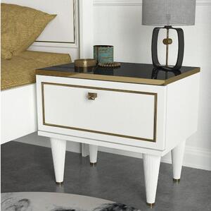 Asir Nočný stolík RAVENNA 47,2x50 cm biela/čierna/zlatá AS0685 + záruka 3 roky zadarmo