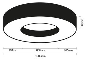 LED stropné svietidlo LED/100W/230V 3000/4000/6500K pr. 100 cm čierne