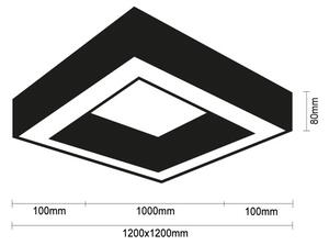 LED stropné svietidlo LED/150W/230V 3000/4000/6500K 120x120 cm čierne