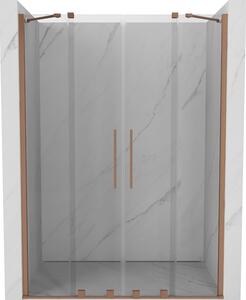 Mexen Velar Duo posúvacie sprchové dvere 160 cm, Priehľadné, kefovaná meď - 871-160-000-02-65