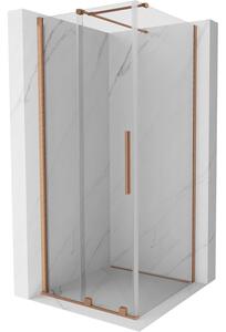 Mexen Velar sprchová kabína, posuvné dvere 90 x 90 cm, Priehľadné, kefovaná meď - 871-090-090-01-65