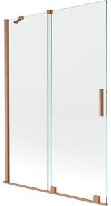 Mexen Velar, 2-krídlová posuvná vaňová zástena 120 x 150 cm, 8mm číre sklo, medená matná, 896-120-000-01-65