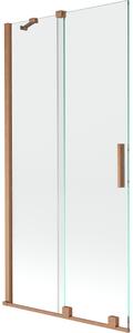 Mexen Velar, 2-krídlová posuvná vaňová zástena 90 x 150 cm, 8mm číre sklo, medená matná, 896-090-000-01-65